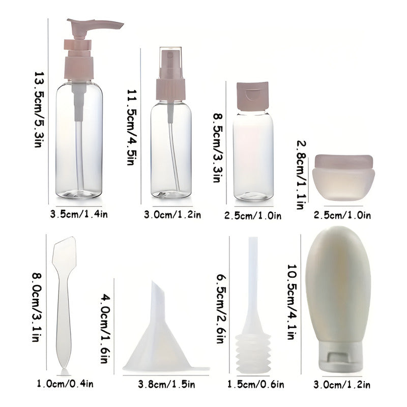 Set 11 Botella Viaje Portátil Contenedores Accesorio Shampoo