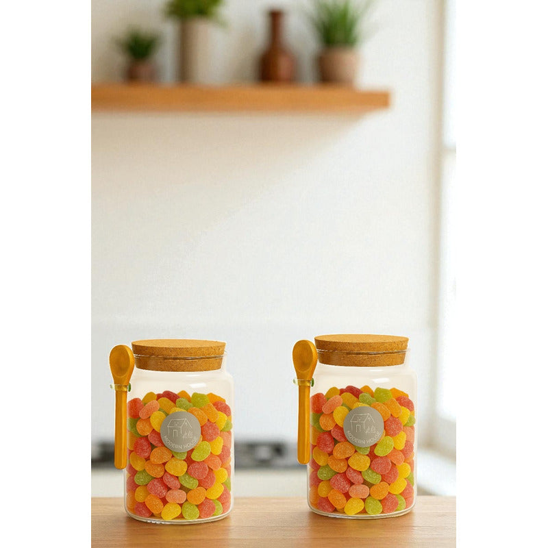 Recipientes Hermeticos De Vidrio Frasco Conservante Alimento Tapa Corcho