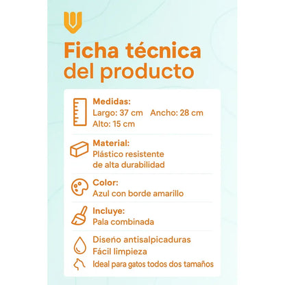 2 Areneros Gatos  Caja Arena Higiene Bandeja Sanitaria Pala Multicolor