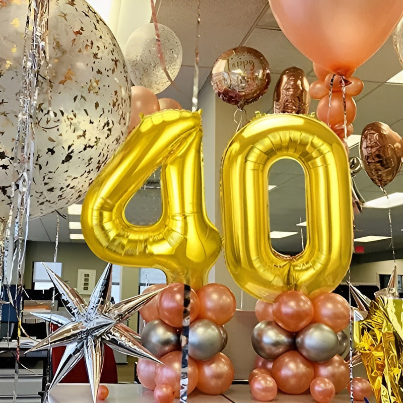 Numeros Cumpleaños Globos Para Cumpleaños Globos Metalicos 0 Dorado