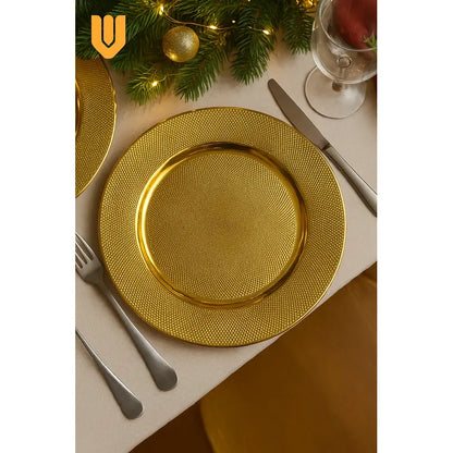 Plato Base Dorado Vajilla Navidad Juego De Plato Dorado 33cm