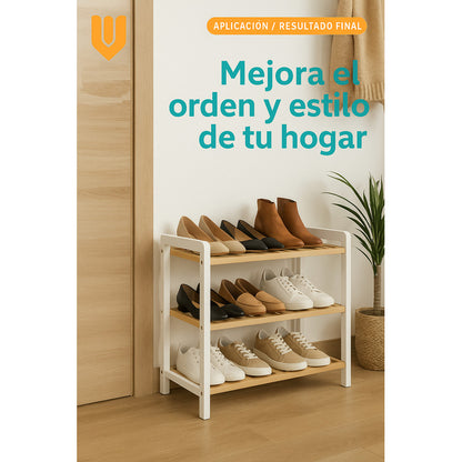 Orden Espacio Zapatos Bambu 3 Niveles Estante Hogar Limpio