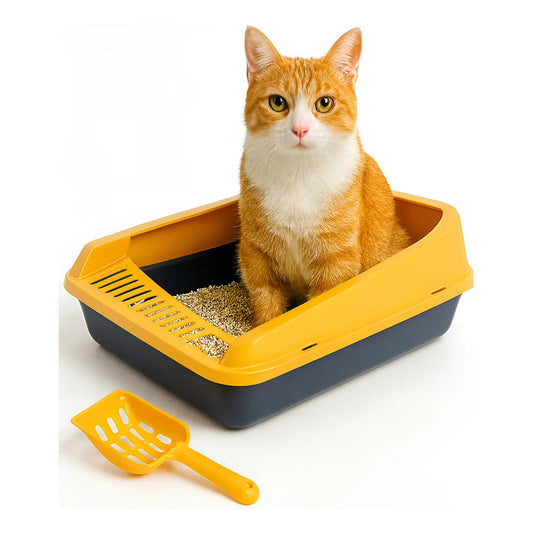 Arenero Gato Pequeño Caja Arena Bandeja Sanitaria Higienica Amarillo/azul