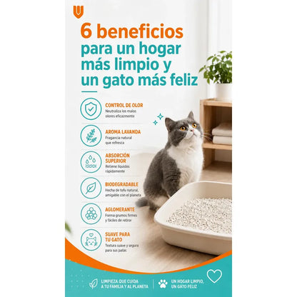 Arena Gatos Aglutinante Sanitaria Tofu Lavanda 2.6kg Clean Arena Sanitaria Tofu Lavanda 7 Litros Aglomerante Biodegradable Absorcion Control Olores 99 Porciento Libre Polvo Gatos - 2.6kg
