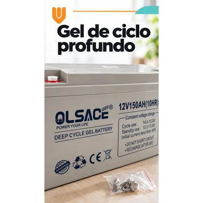 Bateria Gel 12v 150 Ah Ciclo Profundo Solar Repuesto Gris Batería Gel Solar Ciclo Profundo 12v 150ah Olsace Repuesto Recargable Respaldo Doméstico Energía Tornillos