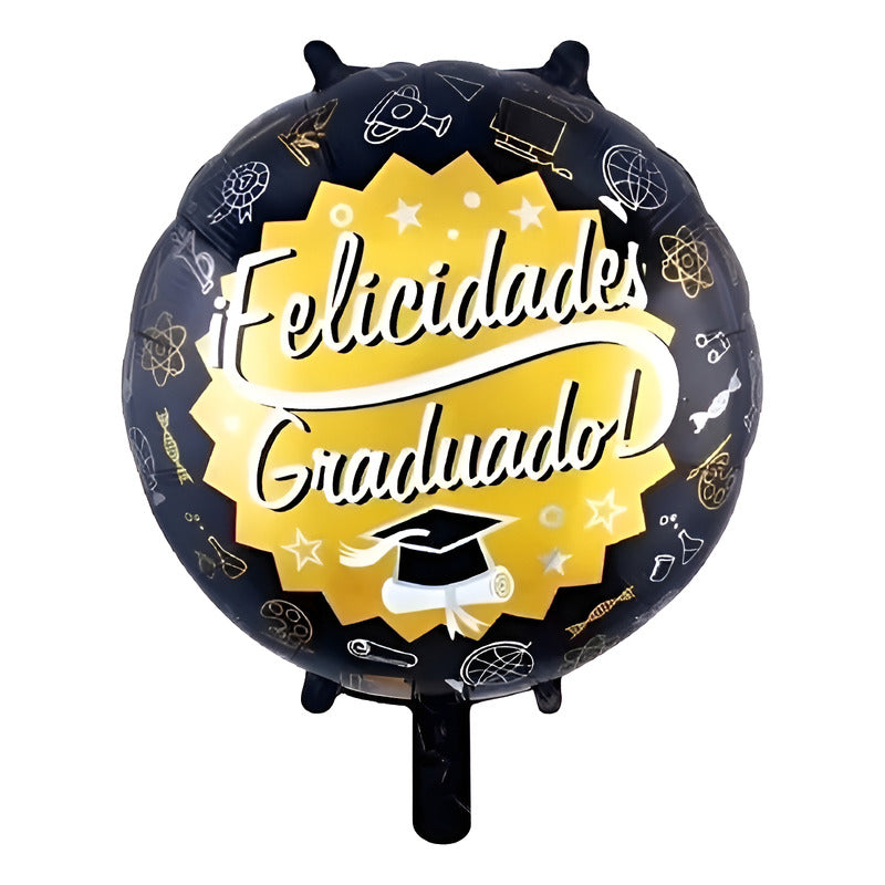 Globo Redondo Metalizado Graduación Decoracion Grado Fiesta