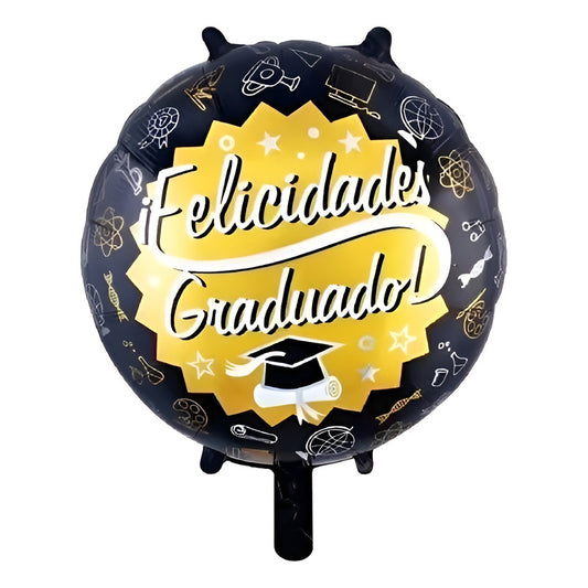 Globo Redondo Metalizado Graduación Decoracion Grado Fiesta