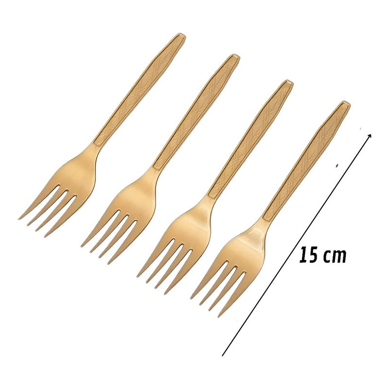 X24 Tenedor Plástico Desechable Fiesta Cubiertos Desechables Dorado Oscuro