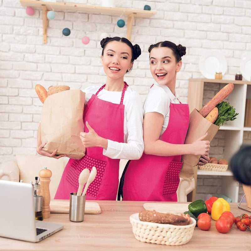 6 Delantales De Cocina Delantal Pechera Impermeable Cocina Multicolor Liso