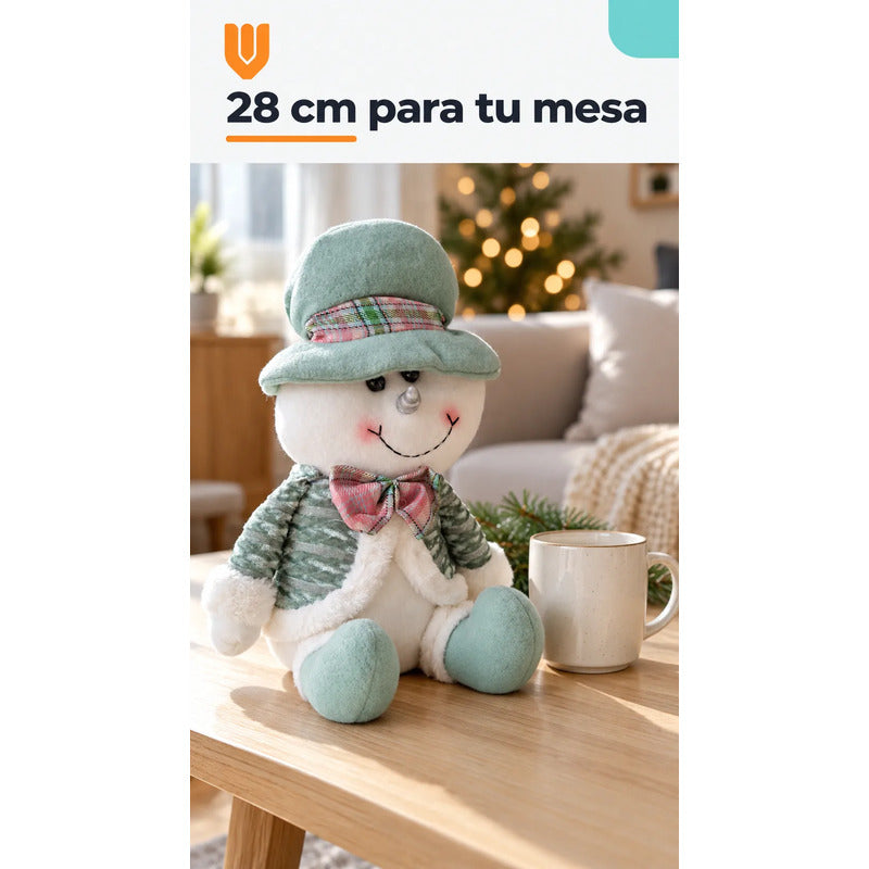 Muñeco Navideño 28cm Decorativo Adornar Figuras Navidad Blanco Muñeco Adorno Navideño Muñeco Papá Noel Viejito Pascuero Santa Claus Gorro Barba Blanca Figura Verdes Cascabel 28cm-nieve