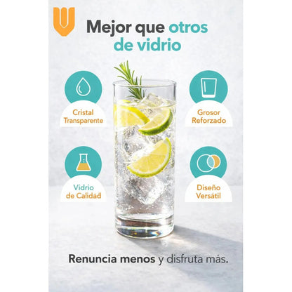 Vitrineon Cl Set 6 Vasos Vidrio Alto 200ml Transparente Bar Transparente