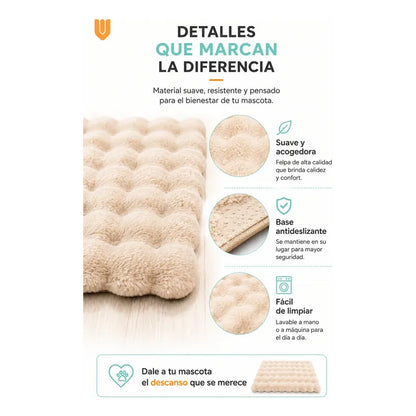 Cama Perros Mascotas Acolchada Lavable Resistente 60x80cm Beigecrema Camas De Perro