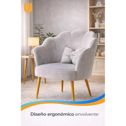 Vitrineon Silla Felpa Gris Nordico Respaldo Curvo 76cm Hogar Gris Claro Felpa Suave Textura Terciopelo Elegante Moderno Estilo Nordico Decoracion Hogar Living Premium Felpa Capitone Acolchado...