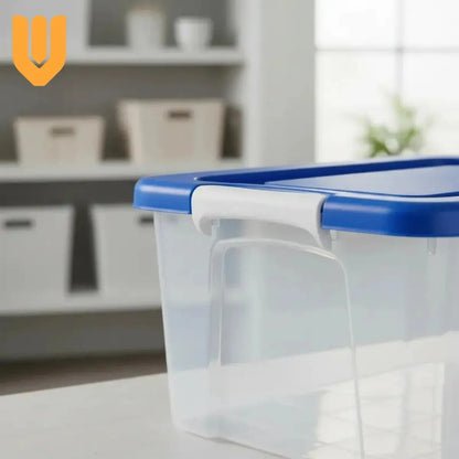 Caja Transparente Ropa Juguete Oficina Almacenamiento Caja Almacenamiento Apilable Diseño Minimalista Organizacion Hogar Optimizacion Espacio Contenedor Funcional Moderno Cristal Claro Azul...