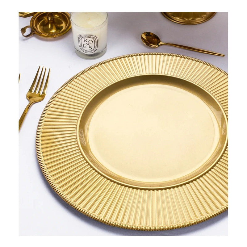 6 Platos Dorados Navideño Vajilla Dorada Vajilla Navidad 33c