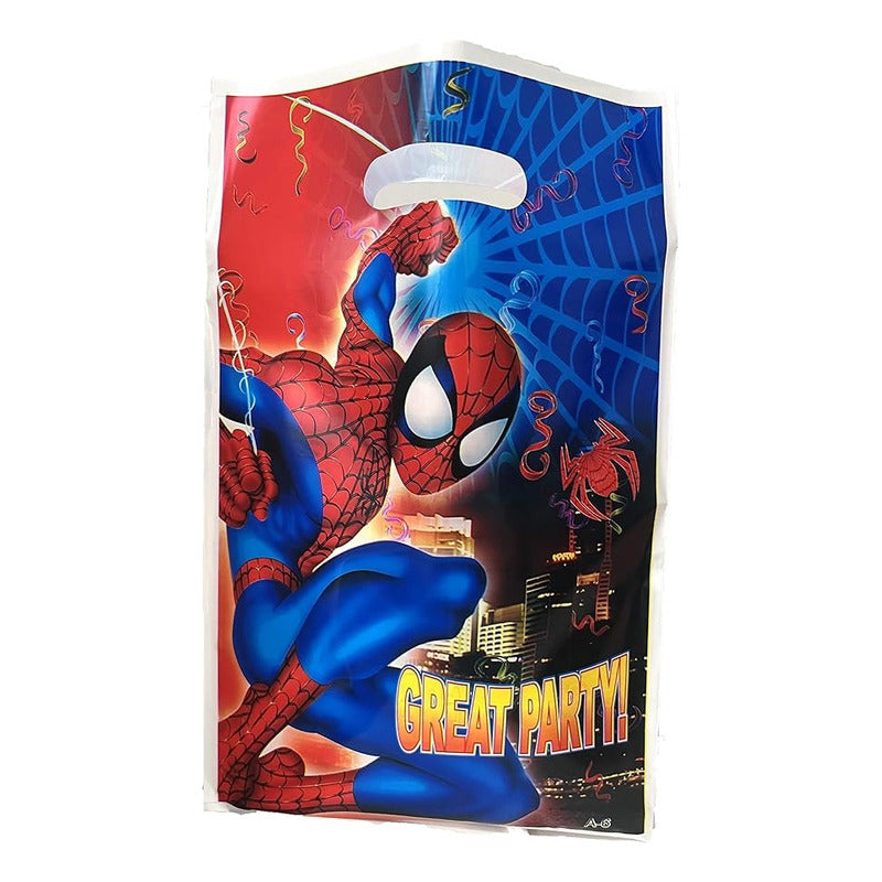 10 Bolsas Para Piñata Spiderman Color Rojo