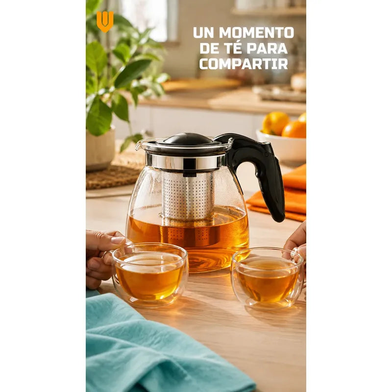 X8 Tetera Vidrio Infusor Te Tetera Infusora Con Filtro 900ml Transparente