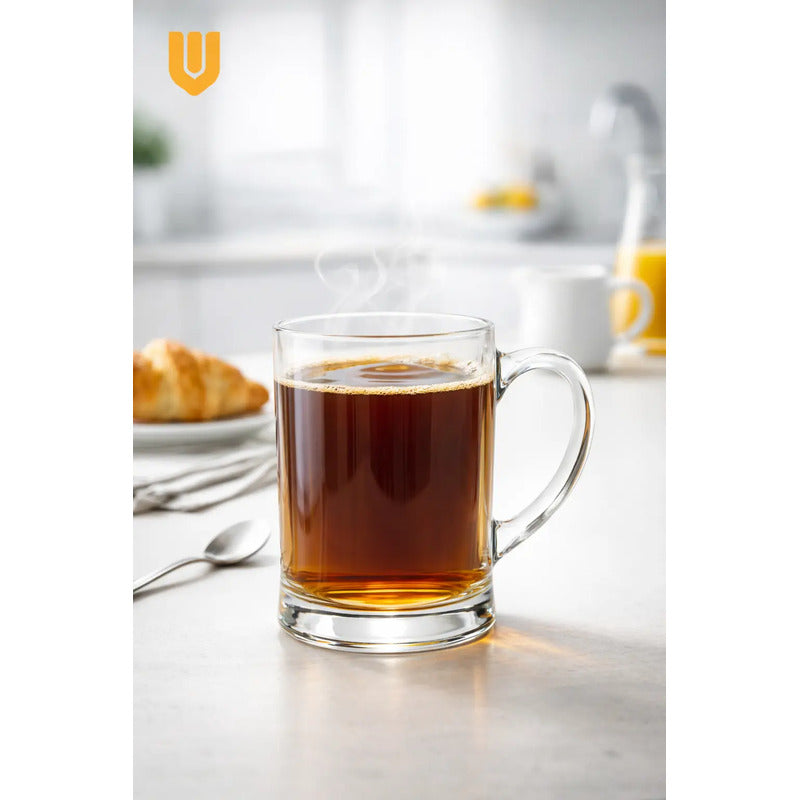 Vasos Cerveza Vidrio Asa Mug Disfrute Hogar 670 Ml Transpare Transparente