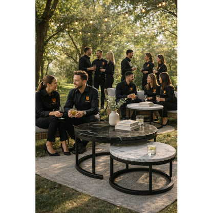 Mesa Centro Redonda Anidada Set 2 Mesas Auxiliares Madera