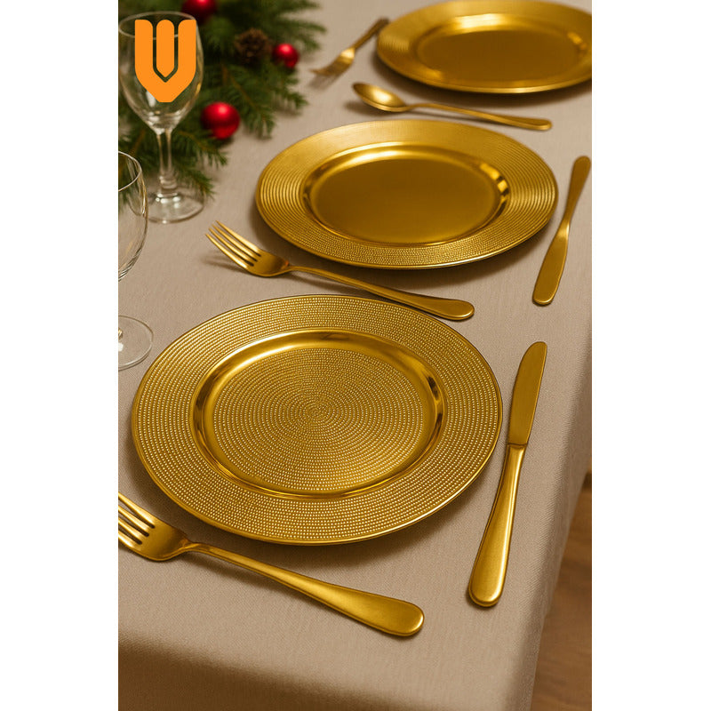 Plato Base Dorado Vajilla Navidad Juego De Plato Dorado 33cm