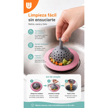 Filtro Bacha Pileta Rejilla Silicona Tapon Universal Cocina Multicolor Pequeño