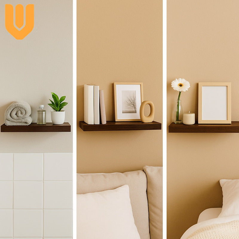 2 Repisa Flotante Dormitorio Baño Estantes Pared Mdf 40x15cm