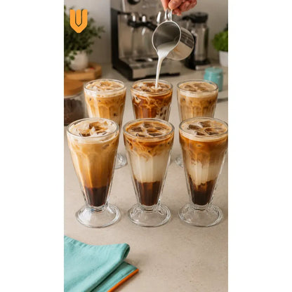 Set 6 Copas Vidrio 300ml Cristal Vaso Postre Batido Cerveza Copas Helado Vidrio Set 6 Postres Sundae Jugos Batidos Malteadas Transparentes Reutilizables Alto Diametro 300ml