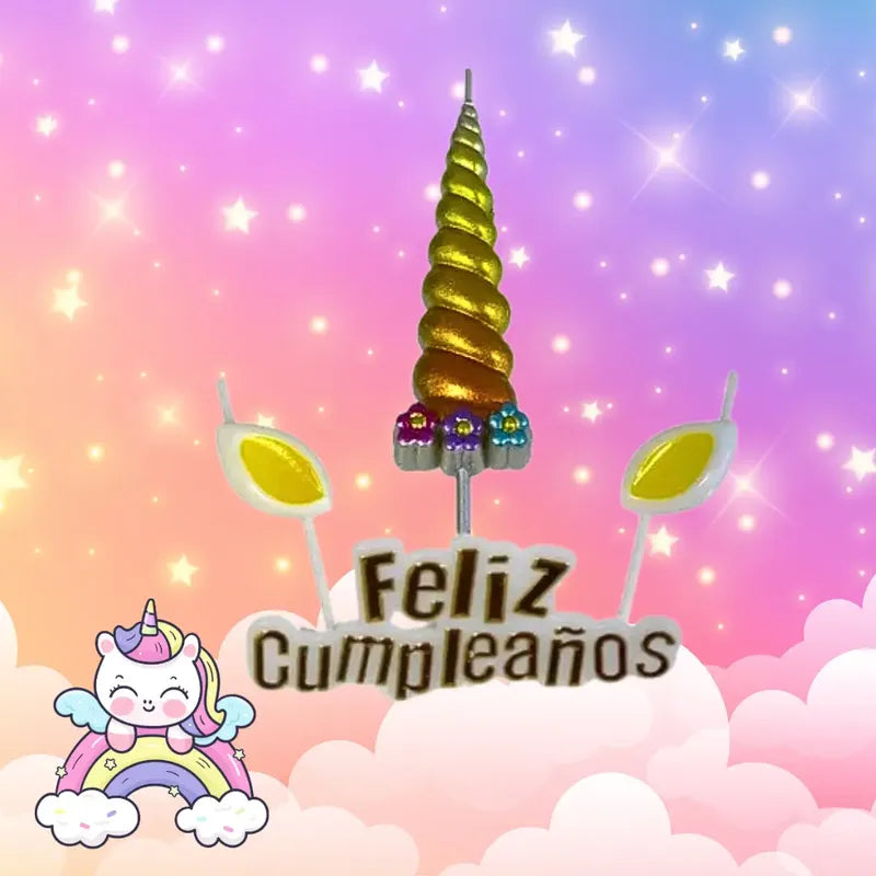 Set 4 Velas De Cumpleaños Adornos Para Tortas Unicornio