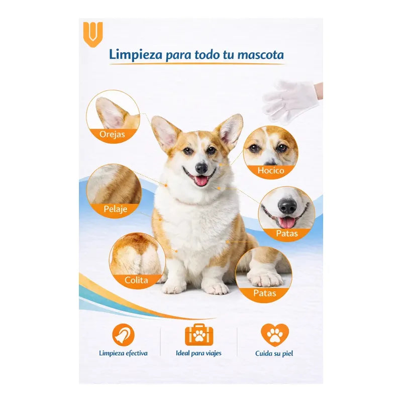 Toallas Desechables Humedas Guante Limpieza Mascota 6 Pieza Toallas Humedas Desechables Guante Limpieza Mascotas Higiene Rapida Suave Humectante Portatil Seis Unidades Cuidado