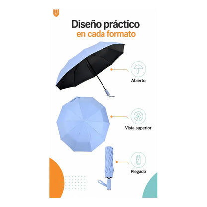 Sombrilla Plegable Retractil Lluvia Imprevista Estilo Confor