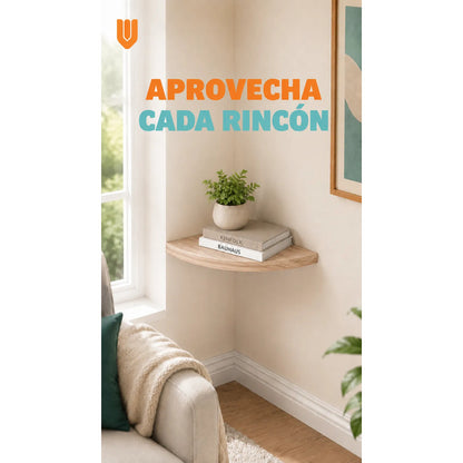 Repisas Flotante Beige Acabado Madera Pared 25cm Esquinera Repisa Esquinera Flotante Acabado Madera Cuarto Círculo Borde Curvo Fijación Oculta Mural Decorativa 25cm