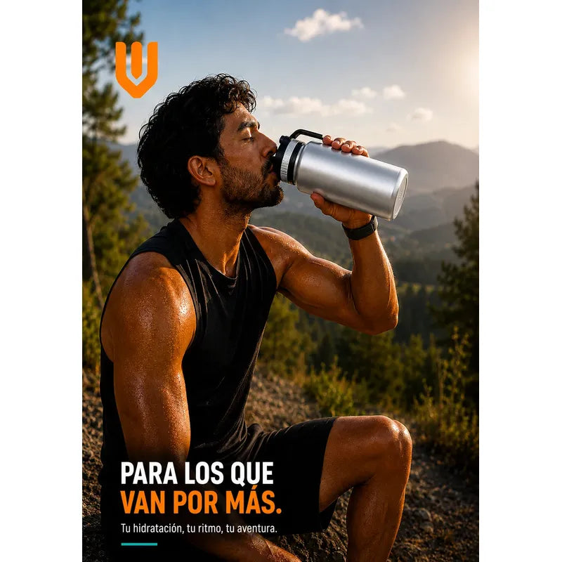 Termo Botella Acero Inoxidable Agua Termica Bebidas Camping Gris