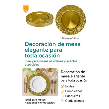 Plato Base Dorado Vajilla Navidad Juego De Plato Dorado 33cm
