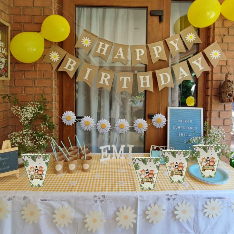 X18 Cajas Cabritas Palomitas Safari Decoracion De Cumpleaños Verde Musgo
