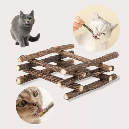 10 Snack Para Gatos Palitos Hierba Gatera Juguete Yerba Gato Marrón