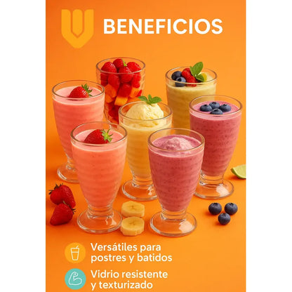 Copas Vidrio Grueso 380 Ml Set 6 Alta Durabilidad Hogar Copa Helado