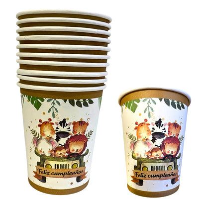 10 Vasos Desechables Safari Decoracion Fiesta Cumpleaños