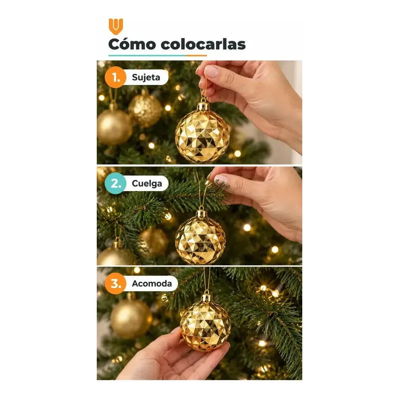 40 Esferas Navidad Adorno Bolas Decorativas Dorado 6cm Esferas Navideñas Clásicas Decorativas Acabados Brillantes Mate... 6 Cm Diámetro