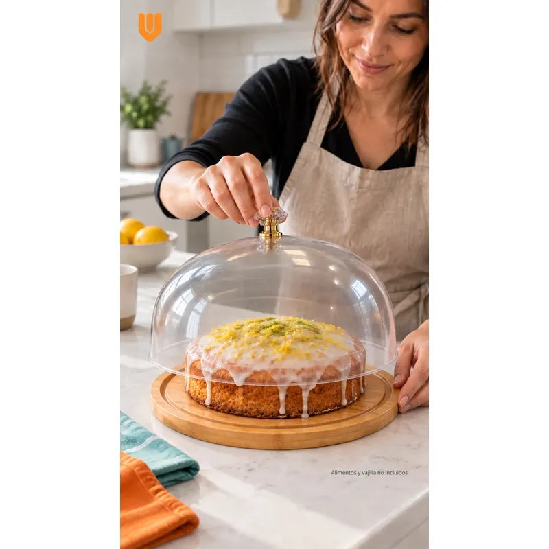Base Torta Bambú Tapa Porta Cupcakes Soporte Transportador F Bambú