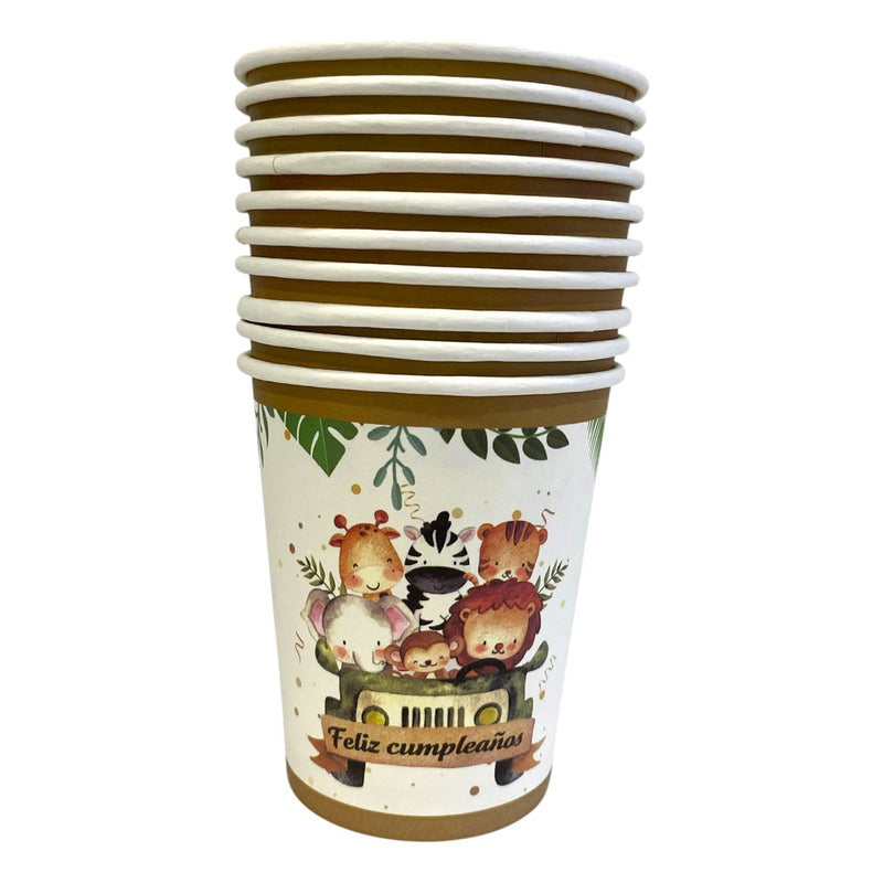 10 Vasos Desechables Safari Decoracion Fiesta Cumpleaños