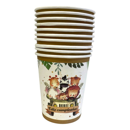 10 Vasos Desechables Safari Decoracion Fiesta Cumpleaños