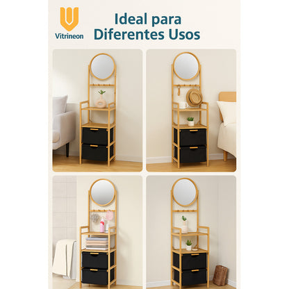 Organizador Ropa Accesorios Bambu Doble Canasto Multifuncion