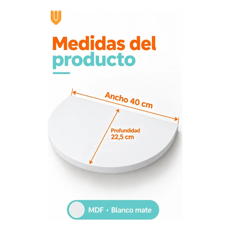 Repisa Flotante Semicircular Mdf Blanco 40cm Vitrineon Cl Blanco Repisa Mural Flotante Estante Decorativo Organización Recibidor Living Oficina Madera Mdf Muro Concreto Vestidor 40cm