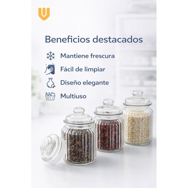 X2 Azucarero Frascos Especieros Hermetico Bombonera Azucarer Transparente