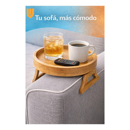 Bandeja Plegable Porta Vasos Bambu Mueble Reposabrazos Sofa Bandeja Madera Sofa Compacta Porta Vasos Antideslizante Soporte Tazas Organizador Hogar Living Bambu
