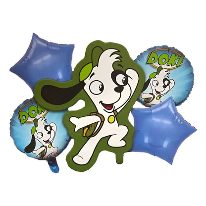 Set 5 Globos Metálicos Doki Globos Metalizado Perro Doki Azul Y Verde