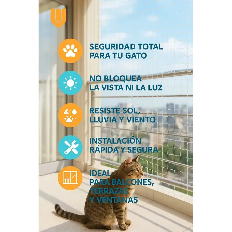 Malla Resistente Balcón Mascotas Nailon Transparente 4x3 Mts 4 Unidades Blanco