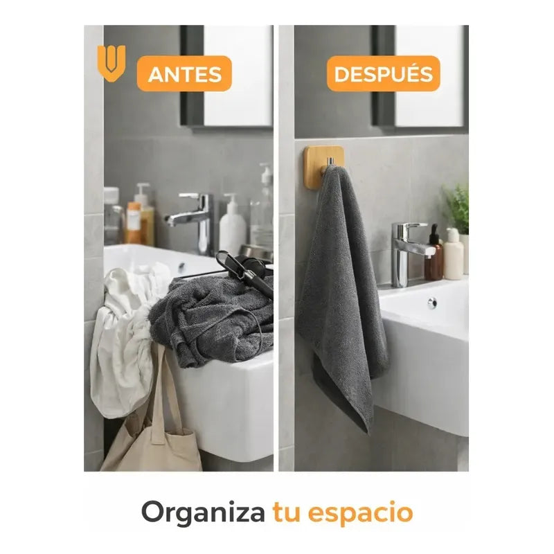 Pack 4 Unidades Colgantes Domesticos Sujetador Multiuso Made Madera Bambu Natural Tonalidad Calida Estilo Nordico Decoracion Interior Minimal Hogar Ambiente Zen