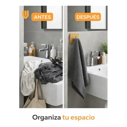 Pack 4 Unidades Colgantes Domesticos Sujetador Multiuso Made Madera Bambu Natural Tonalidad Calida Estilo Nordico Decoracion Interior Minimal Hogar Ambiente Zen