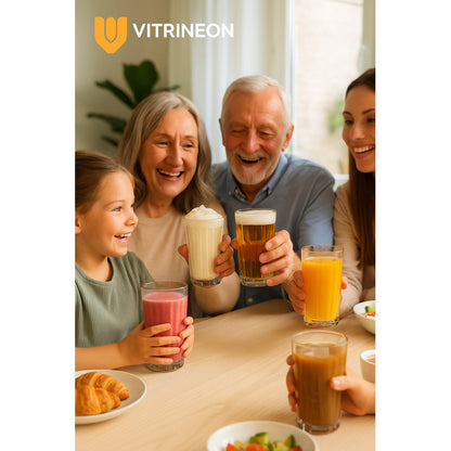 Set 6 Vasos Vidrio Jugos Cervezas Malteadas Bebida 330 Ml Transparente